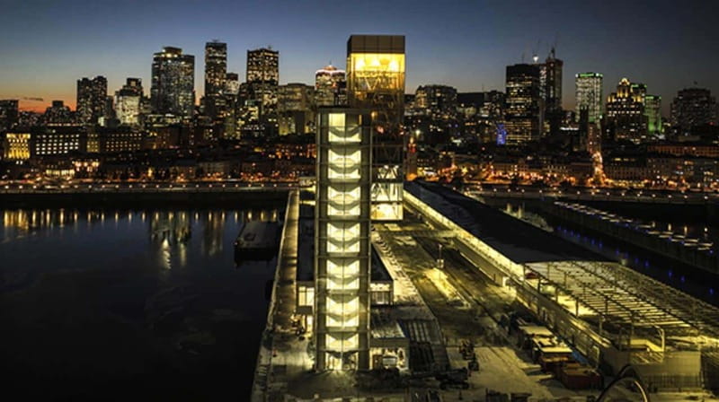 Port of Montreal Glass Tower Entry - Your tower circuit: multimedia, AR capsules, and blue-balloons wayfinding